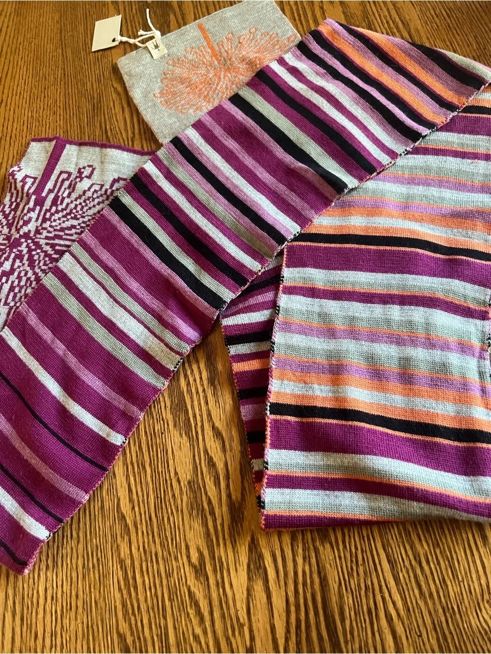 Smartwool Orange, Purple & Mint Striped Knit Scarf